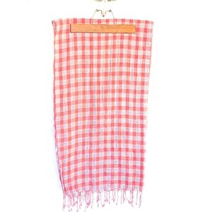 Soft Bright Coral Plaid Scarf